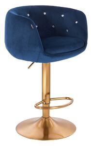 HR333CW Scaun Catifea Bleumarin cu Bază Aurie