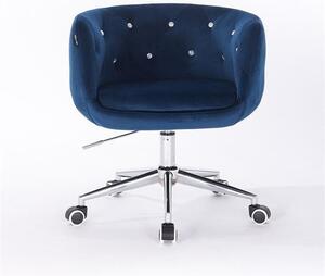 HR333K Scaun Bleumarin Catifea cu Bază Cromata