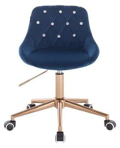HR1054CK Scaun Bleumarin Catifea cu Bază Aurie