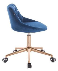 HR1054CK Scaun Bleumarin Catifea cu Bază Aurie