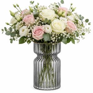 Vaza Decorativa Eleganta Pufo Brilliant din Sticla pentru Flori si Aranjamente, 20 cm- Design Modern pentru Living si Decor Interior