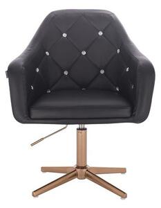 HC830CROSS Scaun Negru de Piele cu Bază Aurie