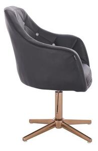 HC830CROSS Scaun Negru de Piele cu Bază Aurie