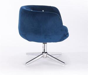 HR333CROSS Scaun Bleumarin Catifea cu Bază Cromata