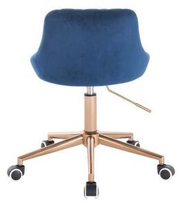 HR1054CK Scaun Bleumarin Catifea cu Bază Aurie