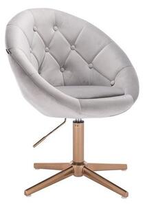 HR8516CROSS Scaun Gri din Catifea cu Bază Aurie