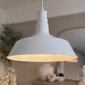 Lindby Lampă suspendată Laylan, alb, Ø 46 cm, metal, reglabil, Alb, Camera de zi / sufragerie, Metal, Modern