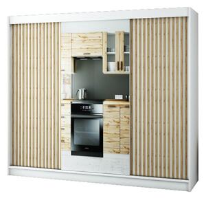 Dulap de haine 250 cm Ladonna 2 (alb mat) (cu oglindă). 1045709