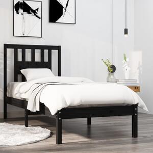 Cadru de pat Single 3FT, negru, 90x190 cm, lemn masiv