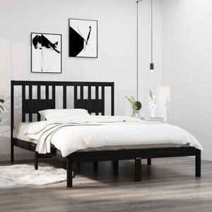 Cadru pat Small Double 4FT, negru, 120x190 cm, lemn masiv