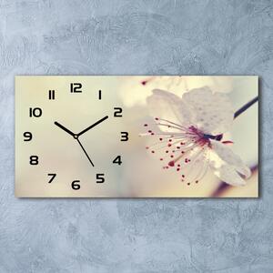 Ceas de perete orizontal din sticlă floare de cires
