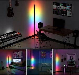 Lampa de podea LED RGB, 20W, cu telecomanda, control culori si luminozitate, cadru otel
