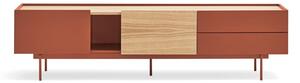 Comodă TV cărămiziu-natural cu aspect de lemn de stejar 180x45 cm Otto – Teulat