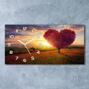 Ceas de perete modern din sticla Copac caseta de inimă