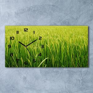 Ceas de perete orizontal din sticlă Câmp de orez