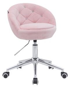 HR948K Scaun Roz Pudra din Catifea cu Bază Cromata