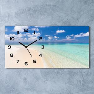 Ceas de perete orizontal din sticlă Plajă în Maldive