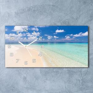 Ceas de perete orizontal din sticlă Plajă în Maldive
