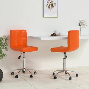 Scaune de masă pivotante, 2 buc., portocaliu, piele ecologică