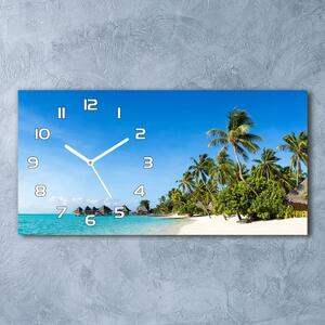 Ceas de perete modern din sticla Plaja din Caraibe