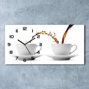 Ceas de perete orizontal din sticlă Turnând cafea