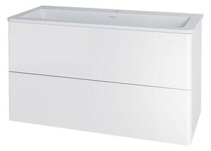 Mereo, Mereo Siena, mobilier de baie cu lavoar din marmură turnată 101 cm, alb lucios, MER-CN412M1