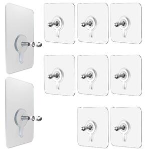 Set 10 carlige autoadezive ultrarezistente, transparente