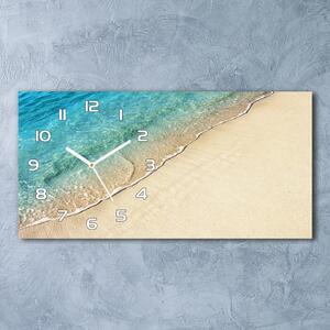 Ceas de perete modern din sticla Wave pe plajă