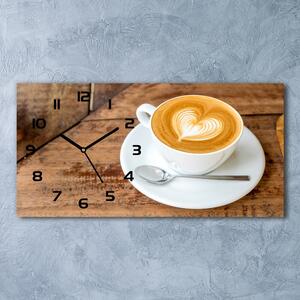 Ceas de perete orizontal din sticlă Cafea într-o ceașcă