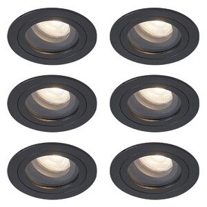 Set de 6 spoturi încastrate moderne negre, rotative și înclinabile IP44 - Chuck