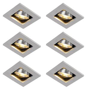 Set de 6 spoturi încastrate moderne din aluminiu, rotative și înclinabile GU10 50mm - Qure