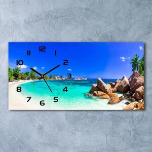 Ceas de perete orizontal din sticlă plaja Seychelles