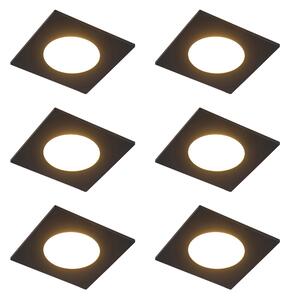 Set de 6 spoturi încastrate moderne negre, inclusiv LED, cu 3 trepte de intensitate luminoasă, IP65 - Simply