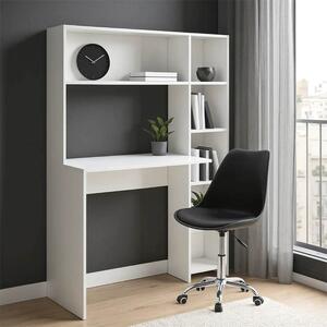 Birou Janson Pakoworld cu bibliotecă, alb, 113.2x40x141.8 cm