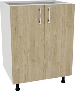 Corp inferior bucătărie 60 cm 2 uși alb/lemn natural