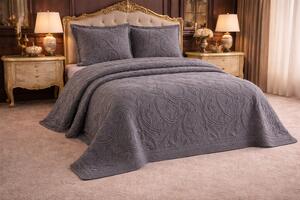 Set Cuvertura De Lux Bumbac 100% 3 Piese 240X260 Cm-Model Premium Gri
