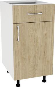 Corp inferior bucătărie 40 cm, 1 ușă 1 sertar, alb/lemn natural