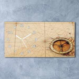 Ceas de perete modern din sticla Compass pe hartă