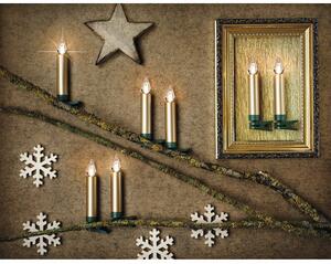 Set 6 lumânări LED pentru brad Crăciun Krinner Lumix Super Light Flame Mini auriu alb cald