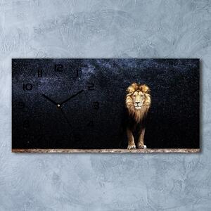 Ceas de perete modern din sticla Leul pe fondul de stele