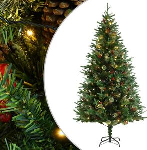 Brad de Crăciun cu LED-uri & conuri de pin verde 195 cm PVC&PE