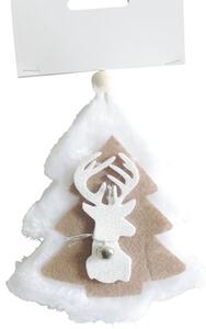 Decorațiune brad Crăciun cu agățătoare, H 14 cm, alb/natur