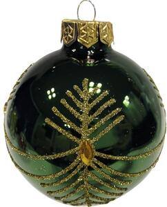 Glob Crăciun din sticlă, Ø 6 cm, verde/auriu