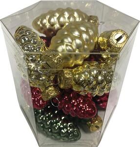 Pachet conuri pentru brad Crăciun, Ø 6 cm, auriu/verde/roșu, 16 buc