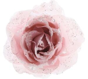 Decorațiune trandafir, roz cu sclipici