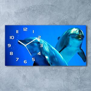 Ceas de perete modern din sticla doi delfini