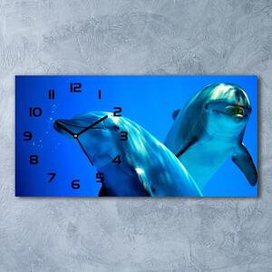 Ceas de perete modern din sticla doi delfini