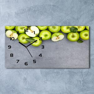 Ceas de perete orizontal din sticlă mere verzi