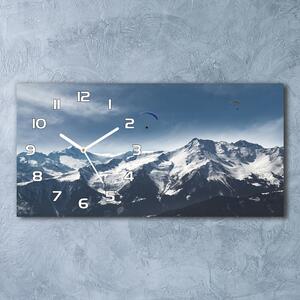 Ceas de perete orizontal din sticlă parapantism Alpi