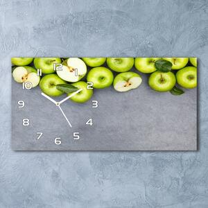 Ceas de perete orizontal din sticlă mere verzi